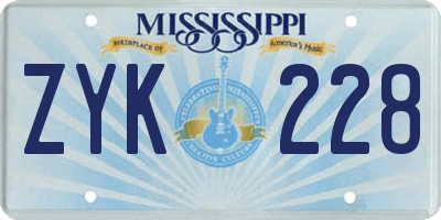 MS license plate ZYK228
