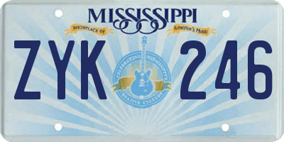 MS license plate ZYK246