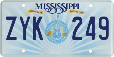 MS license plate ZYK249