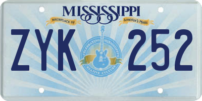 MS license plate ZYK252