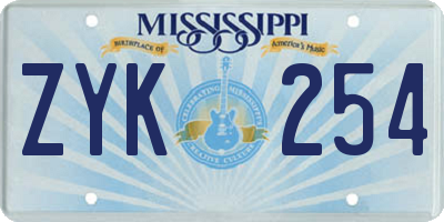 MS license plate ZYK254