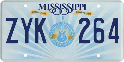 MS license plate ZYK264