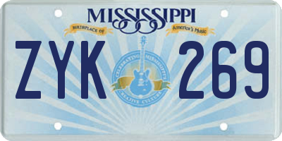 MS license plate ZYK269