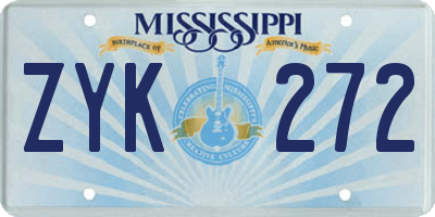 MS license plate ZYK272