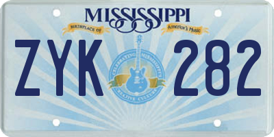 MS license plate ZYK282