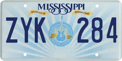 MS license plate ZYK284
