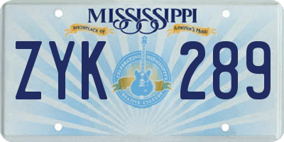 MS license plate ZYK289