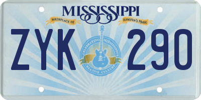 MS license plate ZYK290