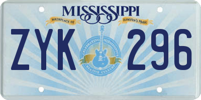 MS license plate ZYK296