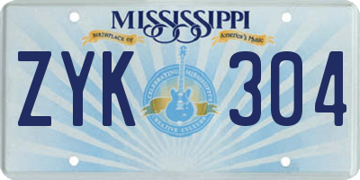 MS license plate ZYK304