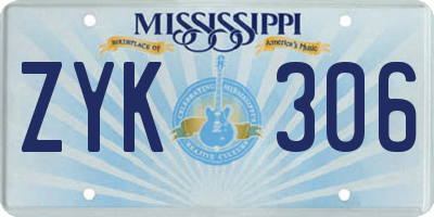 MS license plate ZYK306