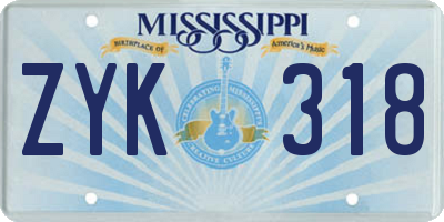 MS license plate ZYK318