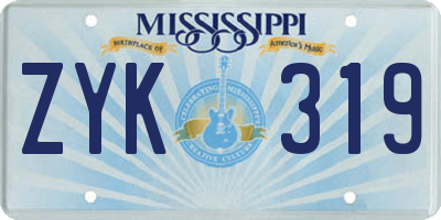 MS license plate ZYK319