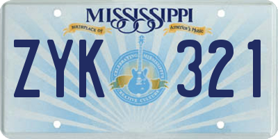 MS license plate ZYK321