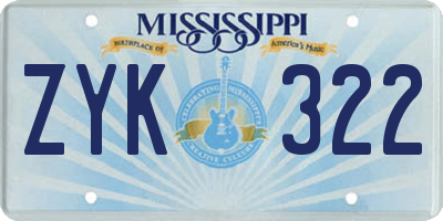 MS license plate ZYK322