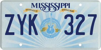 MS license plate ZYK327