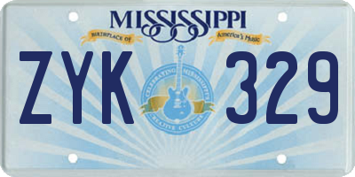 MS license plate ZYK329