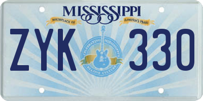 MS license plate ZYK330