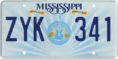 MS license plate ZYK341