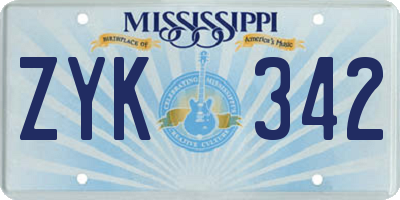 MS license plate ZYK342