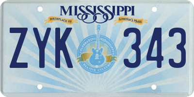 MS license plate ZYK343