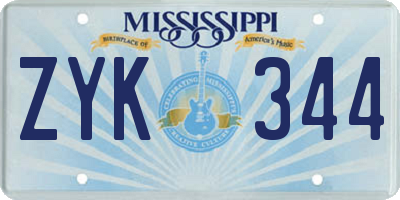 MS license plate ZYK344