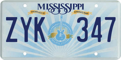 MS license plate ZYK347