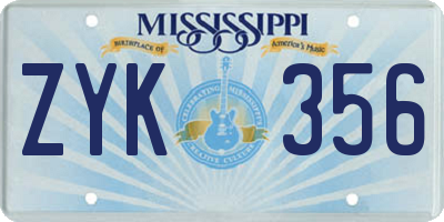 MS license plate ZYK356