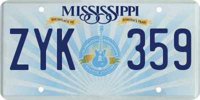 MS license plate ZYK359