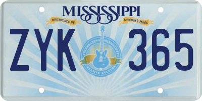 MS license plate ZYK365