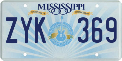 MS license plate ZYK369