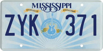 MS license plate ZYK371