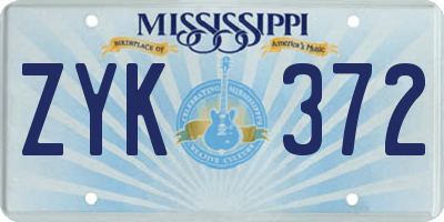 MS license plate ZYK372