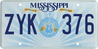 MS license plate ZYK376