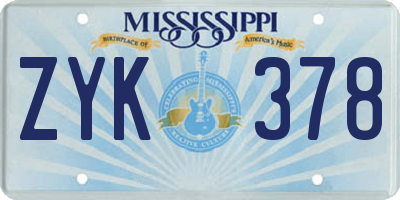 MS license plate ZYK378