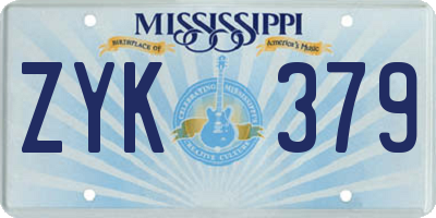 MS license plate ZYK379
