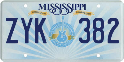 MS license plate ZYK382
