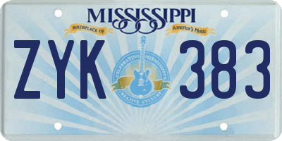 MS license plate ZYK383