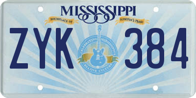 MS license plate ZYK384