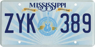 MS license plate ZYK389