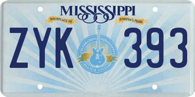 MS license plate ZYK393