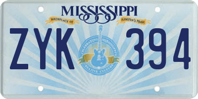 MS license plate ZYK394