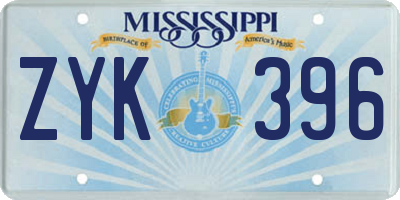MS license plate ZYK396