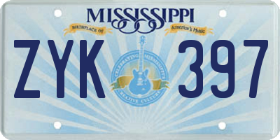 MS license plate ZYK397