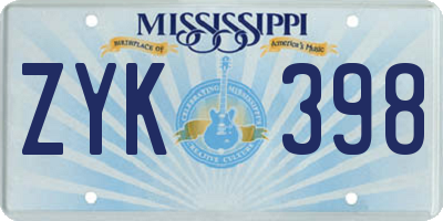 MS license plate ZYK398