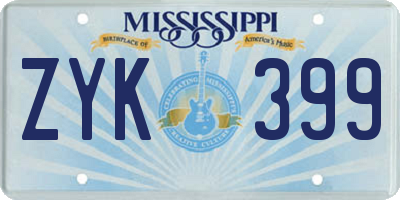 MS license plate ZYK399