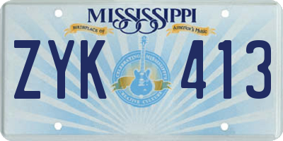 MS license plate ZYK413