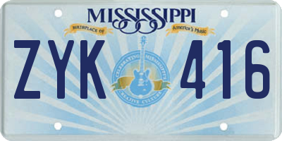 MS license plate ZYK416