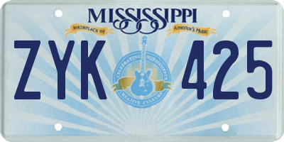 MS license plate ZYK425