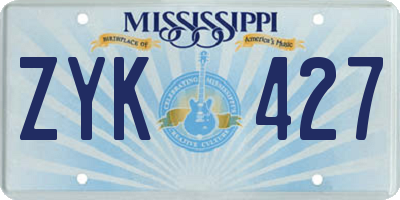 MS license plate ZYK427
